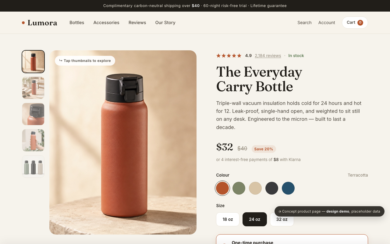 Lumora premium product page